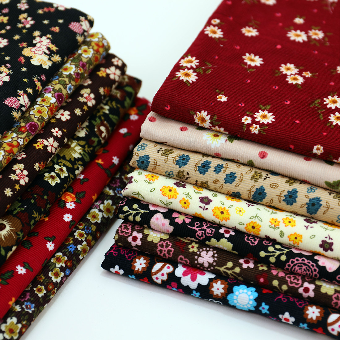 Textile Sewing Patterns - Tecido de veludo cotelê com estampa