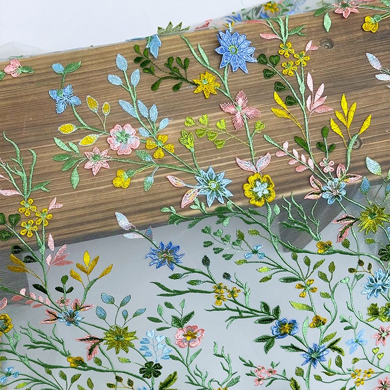 Textile For Sewing - Tecido de Renda de Tule Bordado