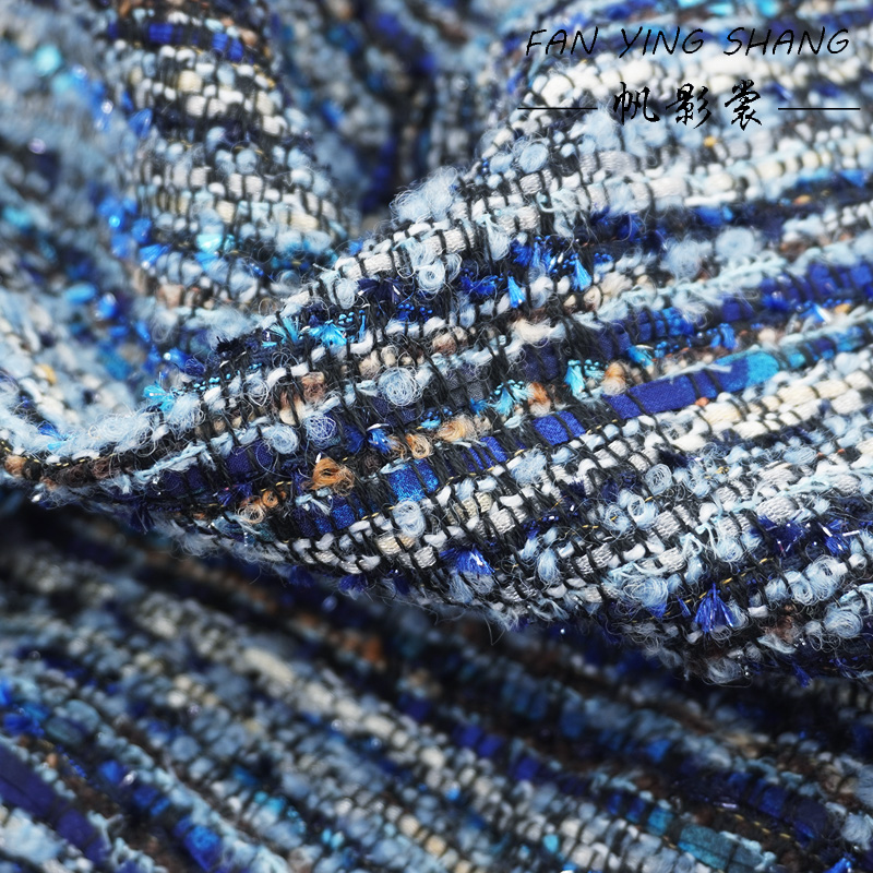 Sewing Tweed Fabric - 2025 série azul brilhante chiffon lã