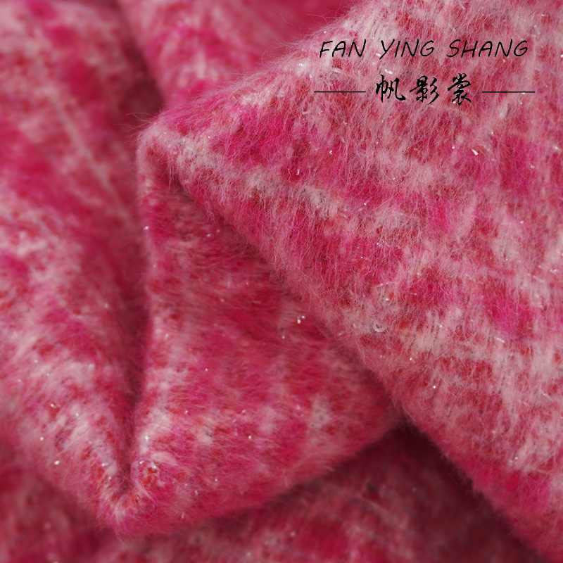 Sewing Tweed Fabric - 2025 nova moda rosa lantejoulas lã