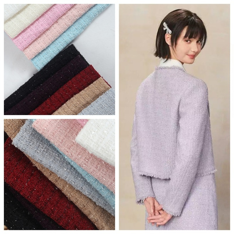 Sewing Tweed Fabric - Tecido de Tweed Chenille Liso por
