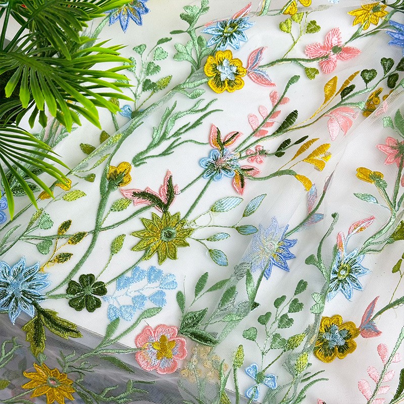 Tecido de Renda de Tule Bordad - Textile For Sewing avaliação e preço