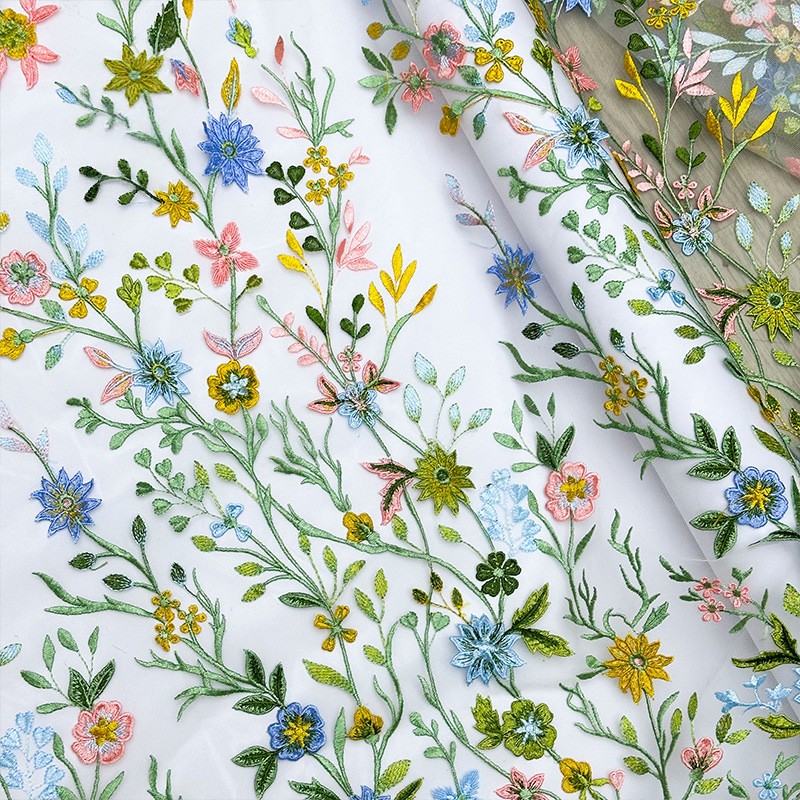 Tecido de Renda de Tule Bordad - Textile For Sewing avaliação e preço