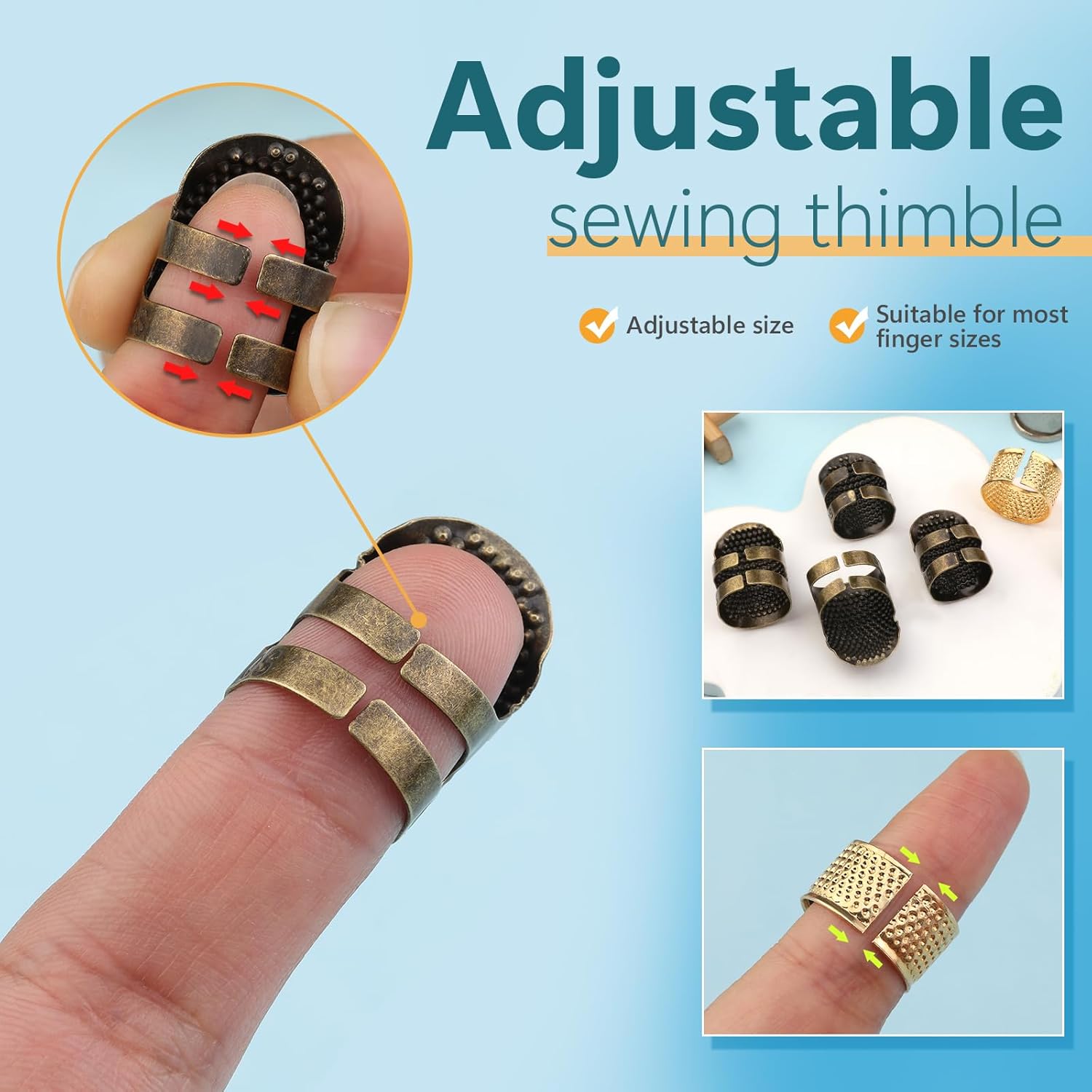 Kit de 8 Dedais de Costura par - Sewing Thimble Metal avaliação e preço