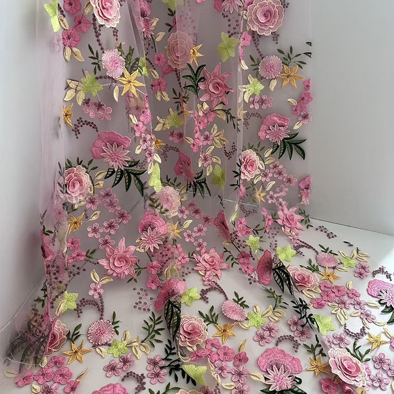 Tecido de Tule Bordado Floral  - Textile For Sewing avaliação e preço