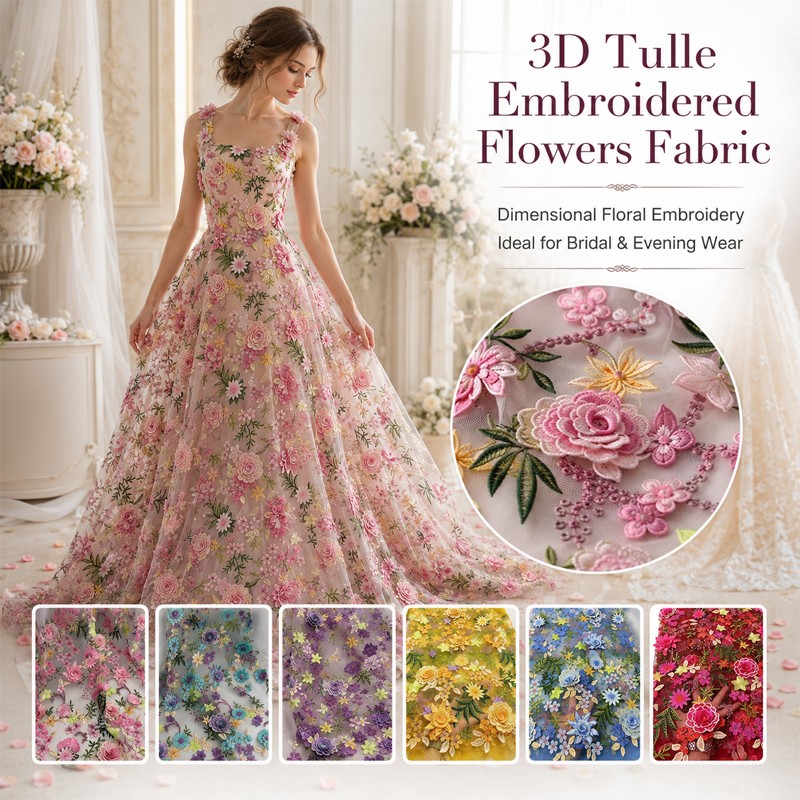 Tecido de Tule Bordado Floral  - Textile For Sewing avaliação e preço