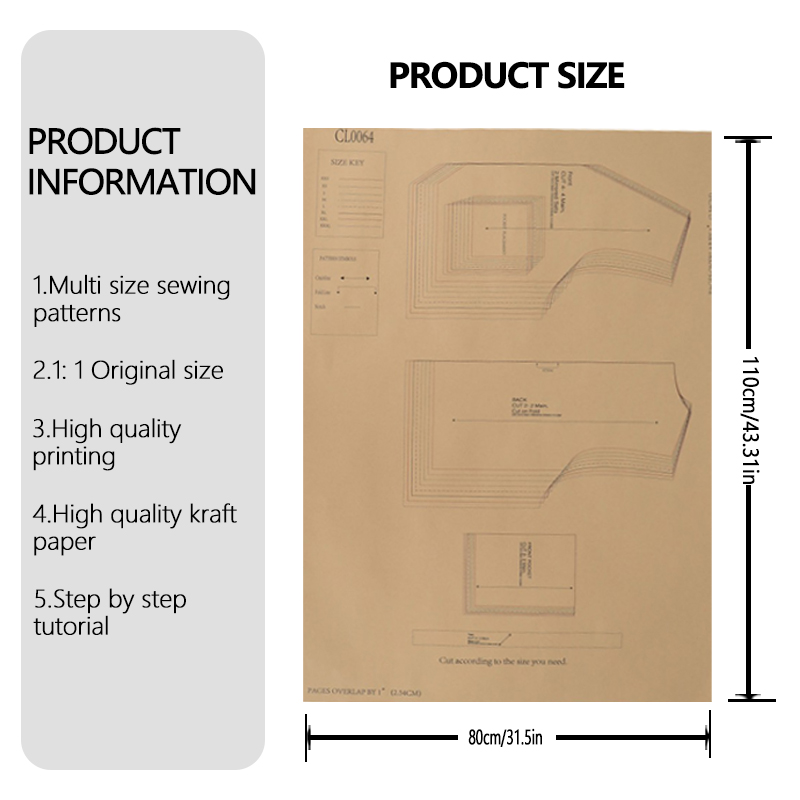 Padrões de costura para colete - Textile Sewing Patterns avaliação e preço